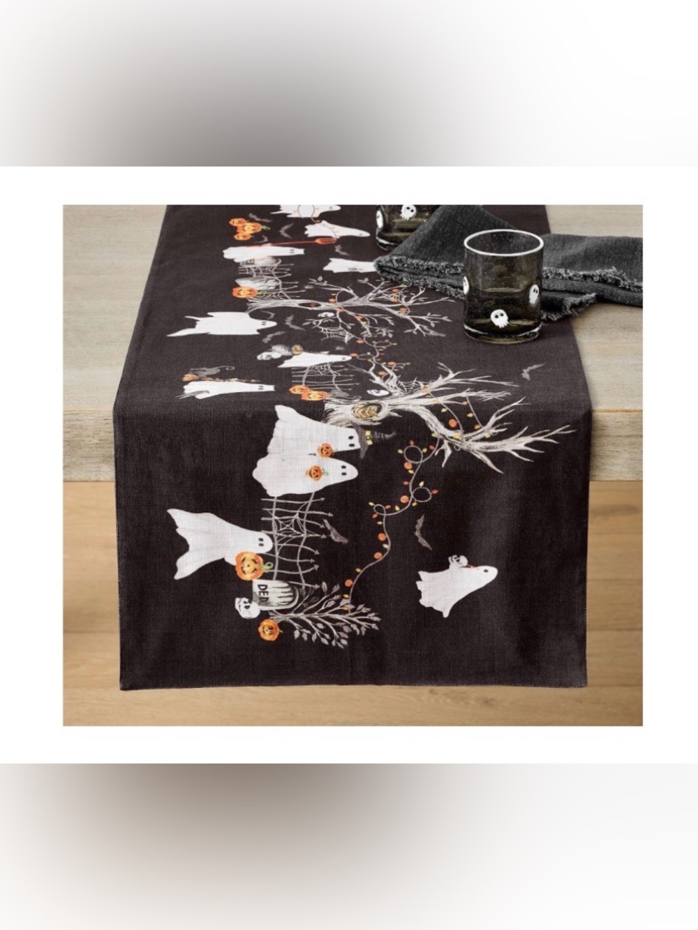 Pottery Barn Scary Squad Organic Cotton Table Runner - Black RARE!